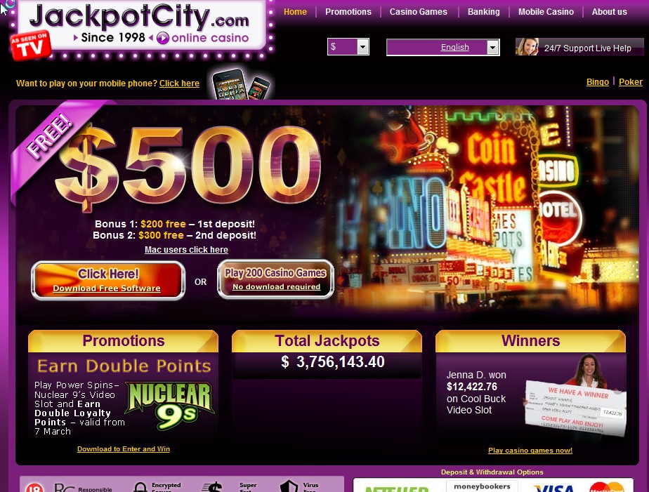 jackpot city free credits